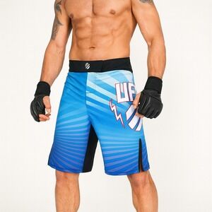 Octagon MMA UFC Fight Shorts Size 40 Blue Graphic Polyester Spandex‎ Mens